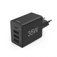 Hama Fast Charger, 1x USB-C PD, 3x USB-A, Mini-Charger, 35 W, black, image 