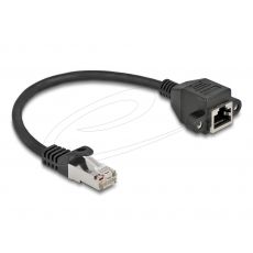 Delock Мрежов кабел удължителен S/FTP RJ45 мъжко към RJ45 женско, Cat. 6A, 25 cm, черен, image 
