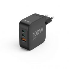Hama Fast Charger, GaN, 2x USB-C, 1x USB-A, PD, 100 W, black, image 
