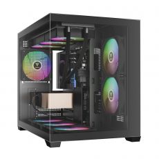 Gamdias Case mATX - AURA GC10M v2 - 3 x 120 mm A-RGB, USB-C, Tempered Glass, image 