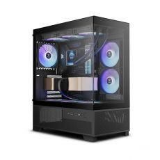 Gamdias Case mATX - AURA GC12 ARGB BK - 6 x 120 mm A-RGB, USB-C, Tempered Glass, image 