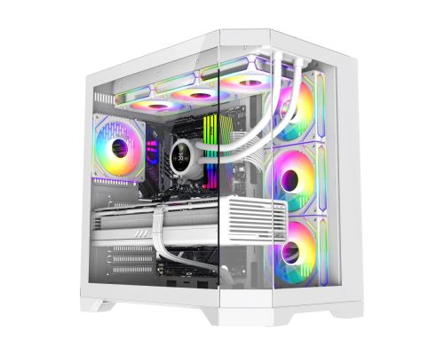 Gamemax кутия Case ATX - HYPE-A White - 4 x 120 mm Addressable RGB fans, image 