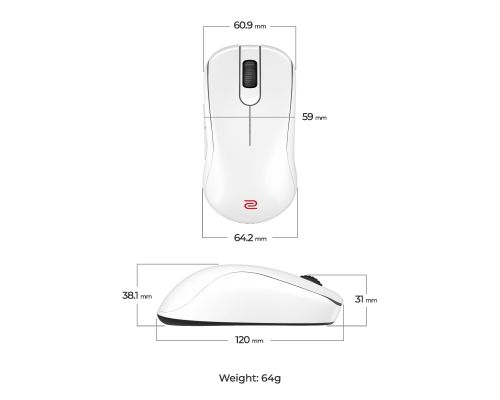 Геймърска безжична мишка ZOWIE S2-DW 4K, бяла, image _ab__is.image_number.default