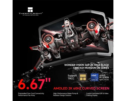 Thermalright водно охлаждане Water Cooling WONDER VISION 360 UB ARGB Black - 6.67 inch Curve OLED Display, image _ab__is.image_number.default