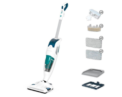 ROWENTA RY7777WH CLEAN&STEAM REVOLUTION GREEN, Microfiber pads 2 'All floors' & 2 'Hard Spot', Water filtration cartridge x3, Essential oilchips x20, Carpetglider, image _ab__is.image_number.default