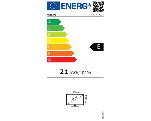 Philips 27E1N1200A, 27" IPS WLED, 1920x1080@120Hz, 4ms GtG, 1ms MPRT, 300cd m/2, 1500:1, Mega Infinity DCR, Adaptive Sync, FlickerFree, LowBlue Mode, 2Wx2, Tilt, D-SUB, HDMI, DP, image _ab__is.image_number.default