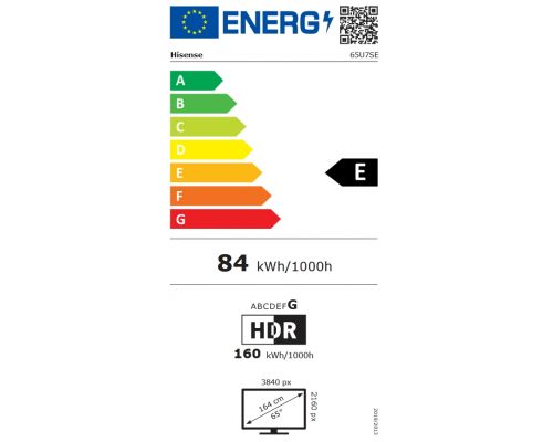 Hisense 65"U7SE, 4K Ultra HD 3840x2160, ULED, FALD, Quantum Dot, 144Hz, IPS, HDR 10+, HLG, Dolby Vision IQ, Dolby Atmos, Smart TV, WiFi 5GHz, WiFi Direct, BT, Anyview Cast,light sensor, 4xHDMI, 2xUSB, LAN, CI+, DVB-T2/C/S2, Black, image , 6 image