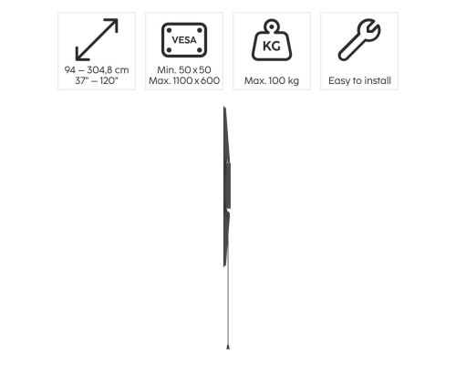 Стенна стойка за TV, 120" (305 см) до 100 кг, разстояние от стената 2,8 см, image _ab__is.image_number.default