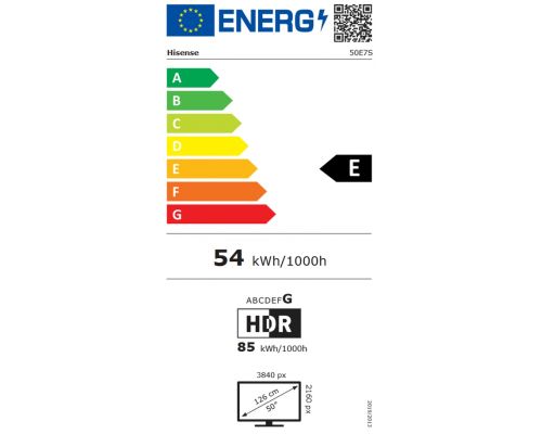 Hisense 50" E7S, 4K Ultra HD 3840x2160, QLED, Quantum Dot, HDR 10+, HLG, Dolby Vision, DTS Virtual X, Smart TV, WiFi, Light Sensor, BT, Anyview Cast, 3xHDMI, 2xUSB, LAN, CI+, DVB-T2/C/S2, Black, image _ab__is.image_number.default