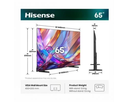 Hisense 65" E7S, 4K Ultra HD 3840x2160, QLED, Quantum Dot, HDR 10+, HLG, Dolby Vision, DTS Virtual X, Smart TV,Light Sensor,WiFi Direct, BT, Anyview Cast, 3xHDMI, 2xUSB, LAN, CI+, DVB-T2/C/S2, Black, image , 2 image
