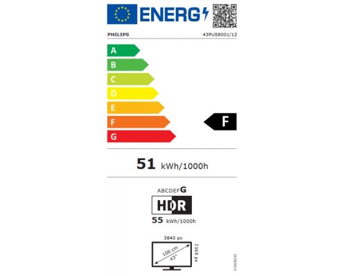 Philips 43PUS8001/12, 43" 4K UHD LED, 3840 x 2160p, 60Hz, 3 sided Ambilight, DVB-T/T2/T2-HD/C/S/S2, CL+2.0, Perfect Pixel UHD, HDR10, HLG, Titan OS, Dolby Atmos, 3*HDMI, 2*USB, 802.11ac, BT 5.2, Easy Link 3.0, 20W RMS, Black, image , 4 image