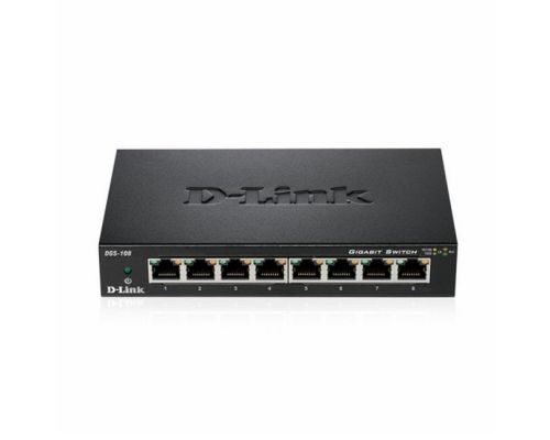 Суич D-Link DGS-108/E, 8 портов, 10/100/1000, Gigabit, метален корпус, image 