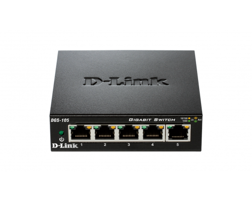 Switch D-Link DGS-105/E, 5 ports, 10/100/1000, Gigabit, metal, image 