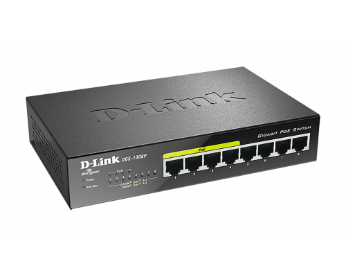 Суич D-Link DGS-1008P, 4x PoE + 4 x стандартни, 10/100/1000, Gigabit, image _ab__is.image_number.default