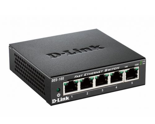 Суич D-Link DES-105/E, 5 портов 10/100, метален корпус, image 