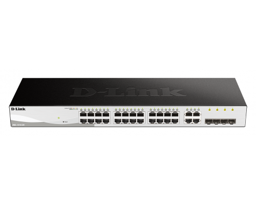 Суич D-Link DGS-1210-28, 28-портов 10/100/1000 Gigabit Smart Switch including 4 x 1000Base-T /SFP ports, управляем, за монтаж в шкаф, image 