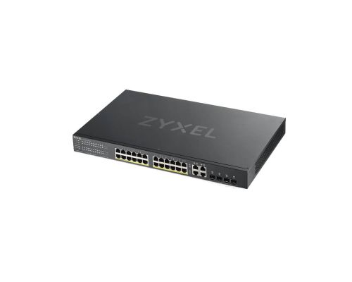 Switch Zyxel 24-Port Gigabit Ethernet Smart Managed PoE+ Switch with 375 Watt Budget and 4 Gigabit Combo Ports and Hybrid mode, image , 4 image
