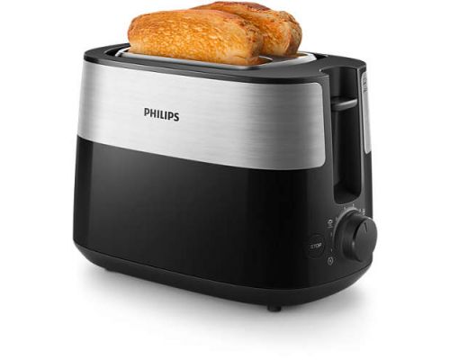 Тостер PHILIPS HD2516/90, black, 2-slot, bun warmer, image 