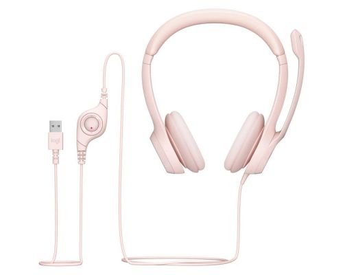 Headphones Logitech H390, USB, Rose, image 