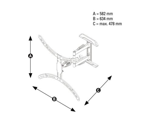 Hama FULLMOTION TV Wall Bracket, 3 Stars, 191 cm (75"), black, image , 7 image