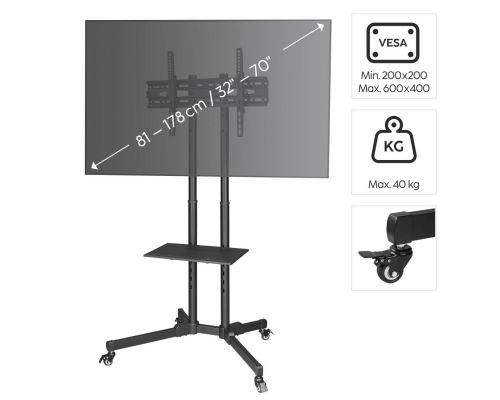 Hama "Trolley" TV Stand with Castors, up to 75", 220874, image , 6 image