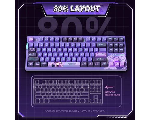 VGN Wireless Gaming Mechanical Keyboard - V87 Starry Sky - Dynamic Silver Switches [Linear], image , 5 image