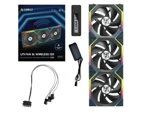Вентилатори 3бр Lian Li UNI FAN SL Wireless ARGB PWM - 120 mm Черен + Контролер, image _ab__is.image_number.default