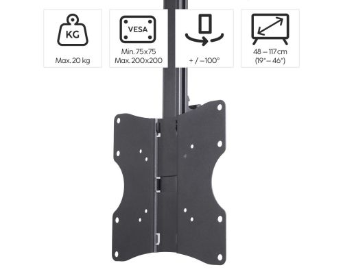 Hama TV Ceiling Mount, Swivel, Height-adjustable, 117 cm (46") up to 20 kg, 220876, image , 12 image