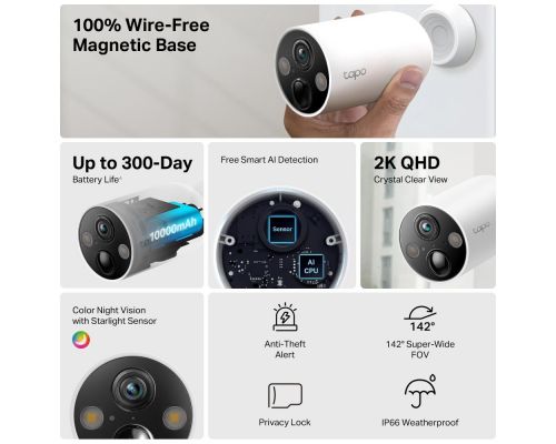 Охранителна WiFi камера TP-Link Tapo C425, Външен/вътрешен монтаж, WiFi - 4 Броя, image _ab__is.image_number.default