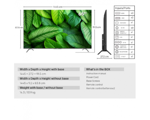 METZ TV 65" UHD LED SMART TV, 4K, Google TV, Frameless, image , 5 image