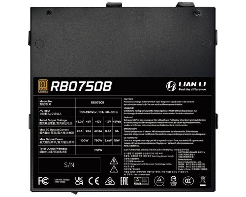 Power Supply Lian Li RB750B Black 750W 80+ Bronze PCIe 5.1, ATX 3.1, image , 5 image