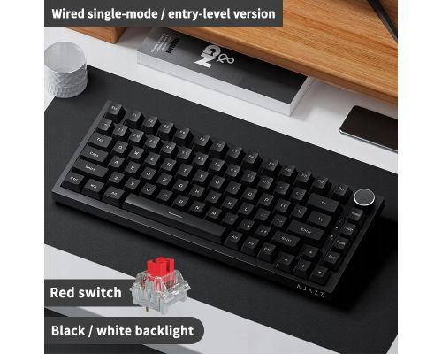 Ajazz геймърска механична клавиатура Gaming Mechanical Keyboard AK820 - Red Switches [Linear] (English US), Black, White Backlight, image _ab__is.image_number.default