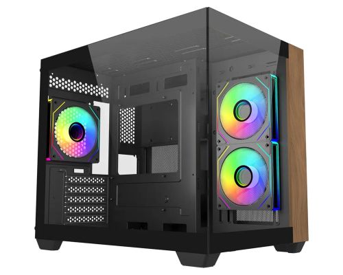 Кутия CoolerMaster Elite 481 Wood - Черна, image 