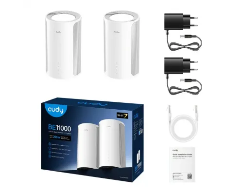 Whole Mesh System Cudy M11000 BE11000 Tri-Band 2.4/5/6Ghz 688 - 5765 Mbps - 2 Pack, image , 4 image