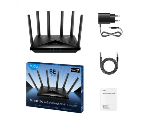 Wireless router Cudy WR11000, BE11000 Tri Band Wi-Fi 7, 4x2.5Gbps port, 6x5dBi antennas, image , 3 image