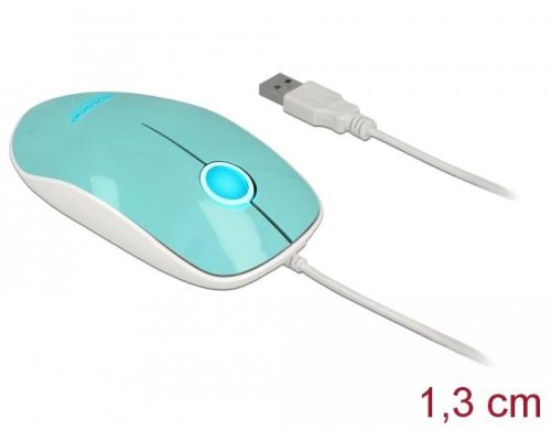 Оптична мишка DeLock, USB-A, Кабел 1.3 м, USB, 1200 dpi, Tюркоаз, image 