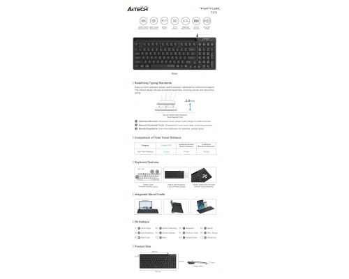 A4tech Fstyler FX70 Wired keyboard, low profile, scissor technology, Cyrillic, black, image , 4 image
