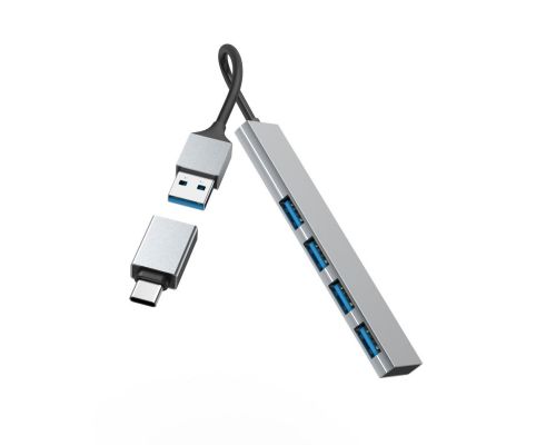 HAMA USB хъб, 4 порта, USB 3.2 Gen 1, 5 Gbit/s, ултратънък, вкл. USB-C адаптер, image _ab__is.image_number.default