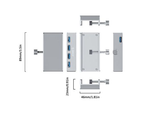 Orico USB 3.0 HUB Clip Type 4 port -  Aluminum - MH4PU-SV, image , 4 image