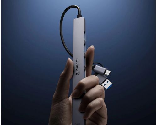 Orico HUB USB-C/USB-A 7 port - USB3.0 x 1, USB2.0 x 6 - YSA2-U3-GY, image , 5 image