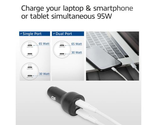 ACT Бързо зарядно за кола 95W 2x USB-C, PD, GAN, 12-24V, image _ab__is.image_number.default