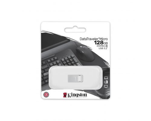 USB памет KINGSTON DataTraveler Micro, 128GB,USB-A 3.2 Gen 1, Сребрист, image _ab__is.image_number.default
