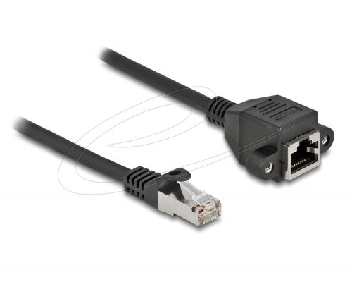 Delock Мрежов кабел удължителен S/FTP RJ45 мъжко към RJ45 женско, Cat. 6A, 25 cm, черен, image _ab__is.image_number.default