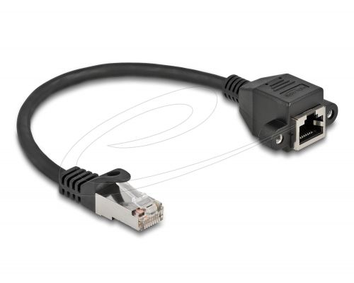 Delock Мрежов кабел удължителен S/FTP RJ45 мъжко към RJ45 женско, Cat. 6A, 25 cm, черен, image 