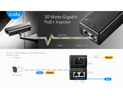 Cudy POE200, 30W Gigabit PoE+/PoE Injector, 1 x 10/100/1000Mbps, image , 2 image