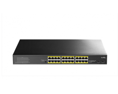 Суич Cudy GS1028PS2, 24 портов, 10/100/1000, 24× GbE with 802.3at/af PoE, 2× Uplink SFP, Default/VLAN/Extend Modes , за 19" rack, image 