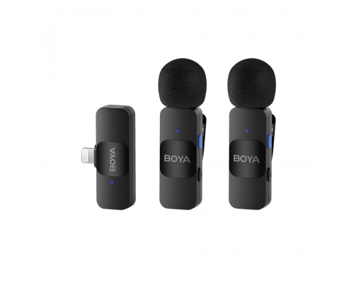 BOYA BY-V2 Wireless Lapel Microphone System, Omnidirectional Lightning for iOS, image 