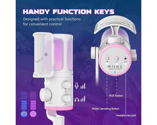 Desktop Microphone FIFINE AM6 RGB - White, image , 3 image
