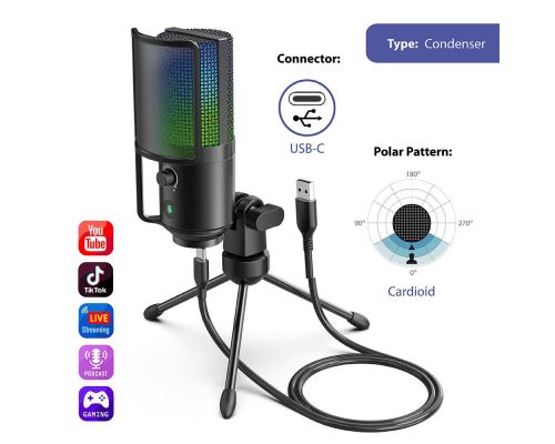 Desktop Microphone FIFINE K669 PRO2 RGB - Black, image , 4 image