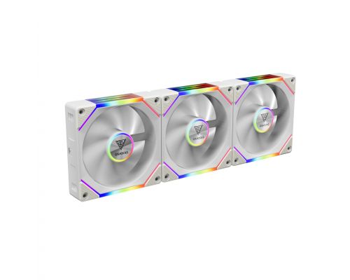 Gamdias Fan Pack 3-in-1 3x120mm - AEOLUS P2-1203 White, Swappable Fan Blades (Reverse Fan Blades Included), Daisy-Chain, Infinity Mirror, image 